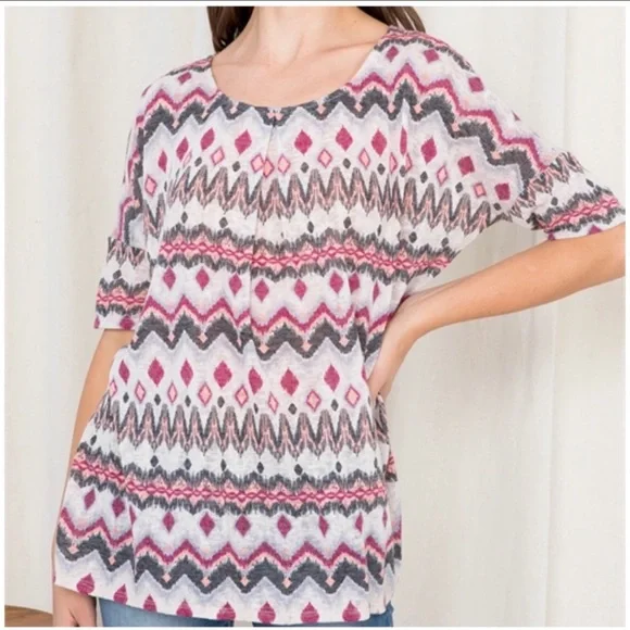🆕 Tribal Scoop Neck Half Sleeve Tunic Sz. L - Picture 4 of 4